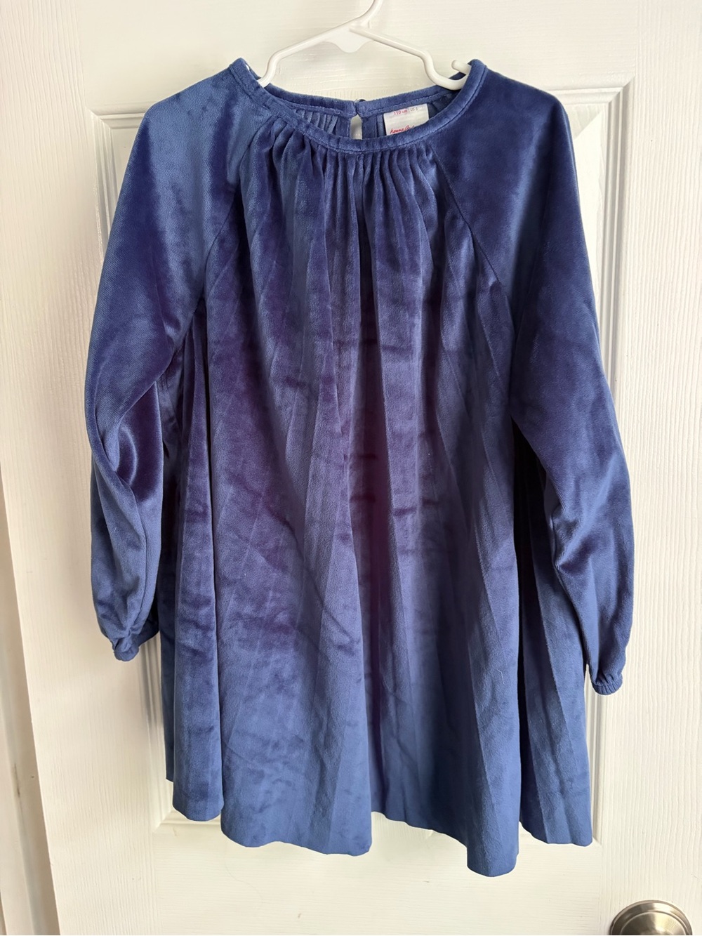 Hanna Andersson Girls Velvet Long-Sleeve Swing Top - Navy Blue